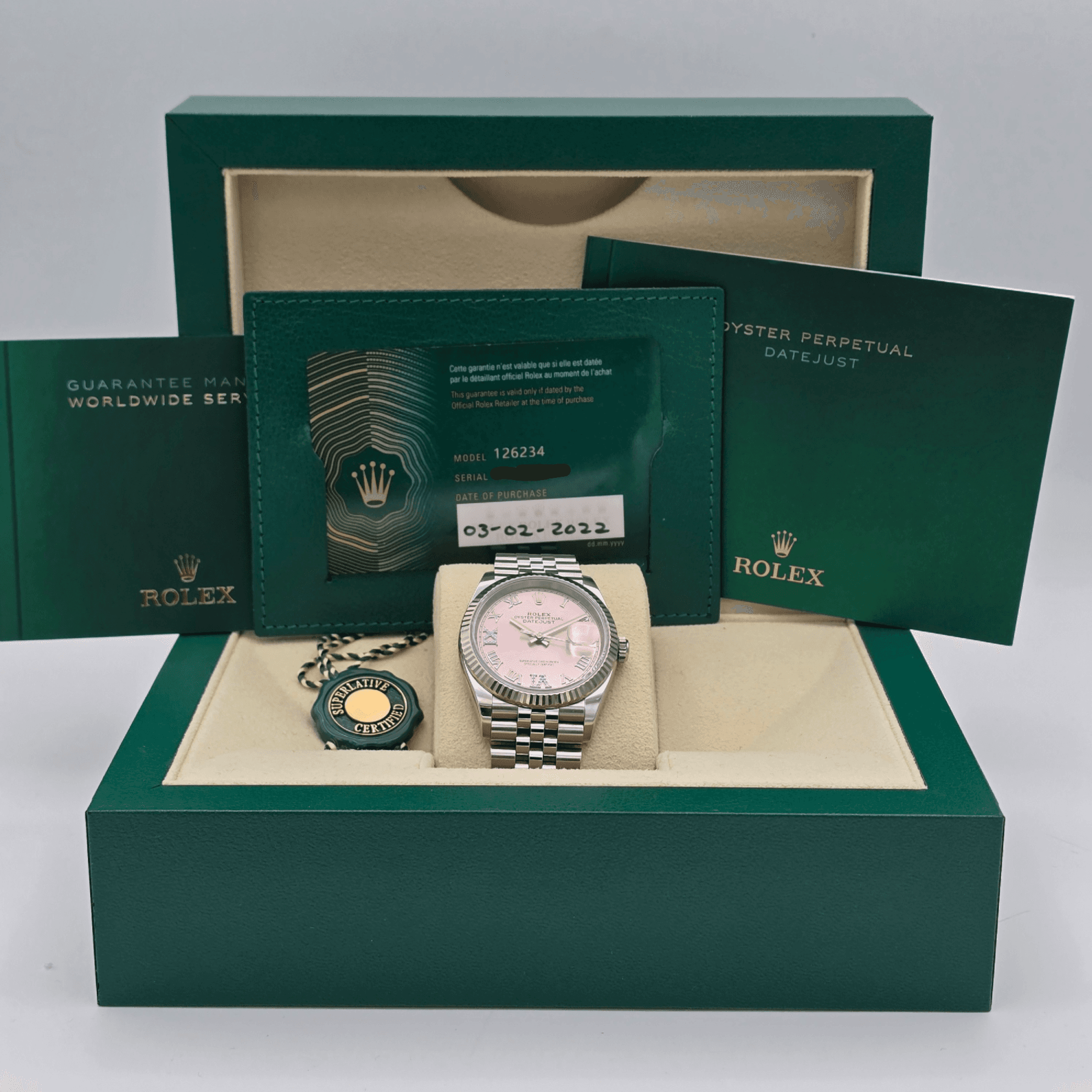 Rolex Datejust 36 Ref. 126234 with rare Pink Roman Diamond VI & IX dial – 2