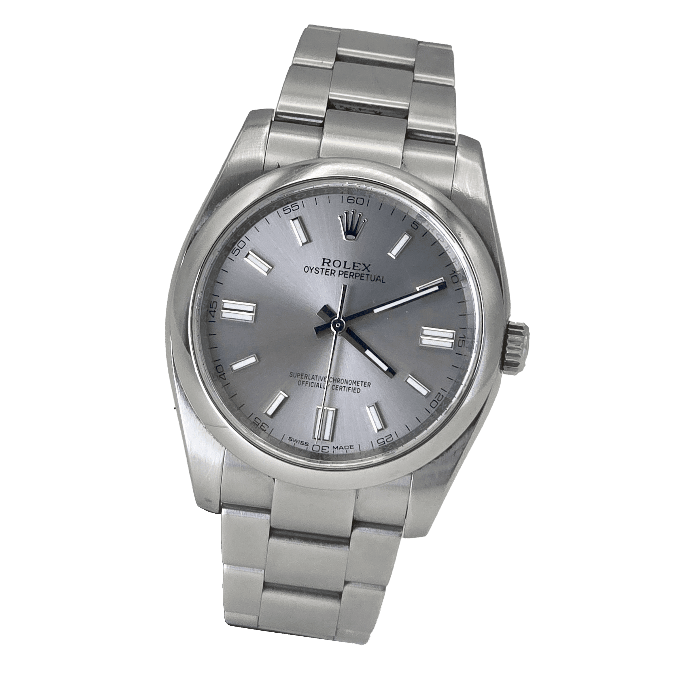 Rolex Oyster Perpetual 36 Ref. 116000 with sunburst grey dial and smooth bezel – 1