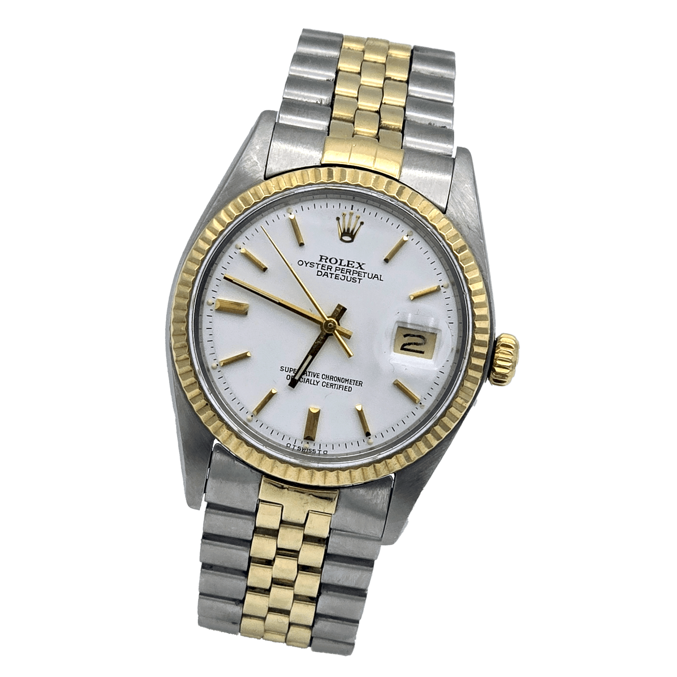 Rolex Datejust steel/gold Ref. 1601 with white "sigma" dial and 18k gold fluted bezel – 1