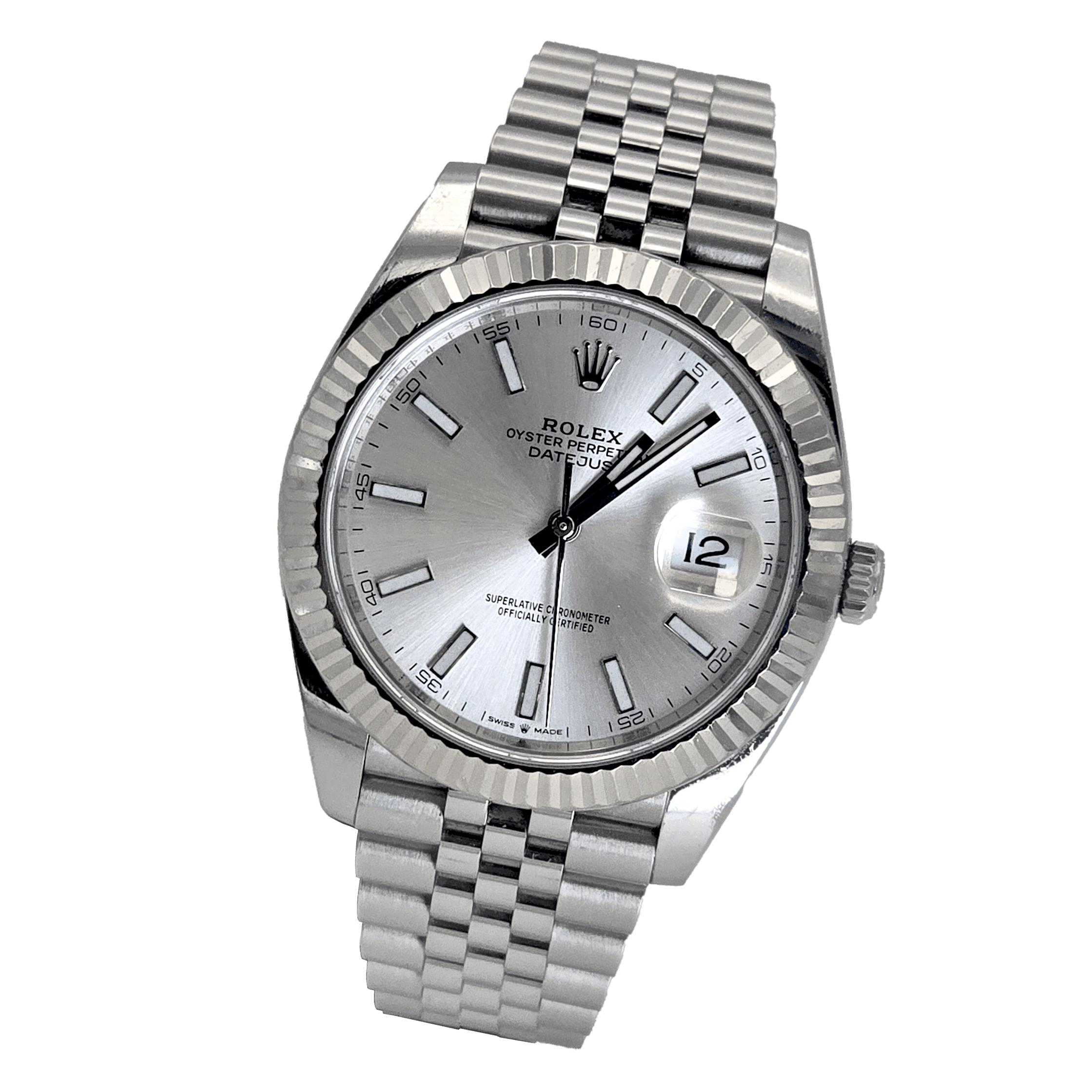 Rolex Datejust 41 Ref. 126334 with sunburst Silver dial and white gold fluted bezel – 1