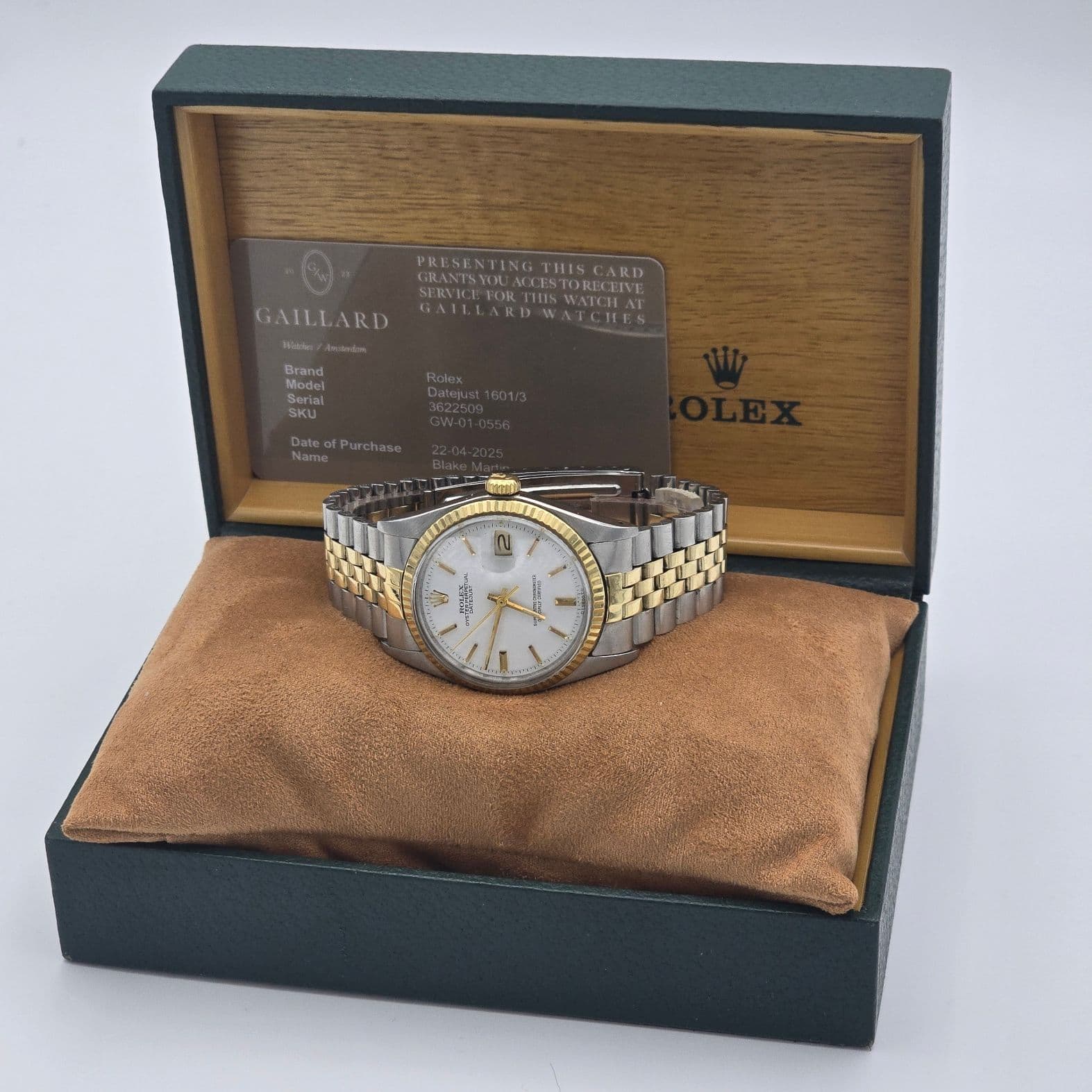 Rolex Datejust steel/gold Ref. 1601 with white "sigma" dial and 18k gold fluted bezel – 2