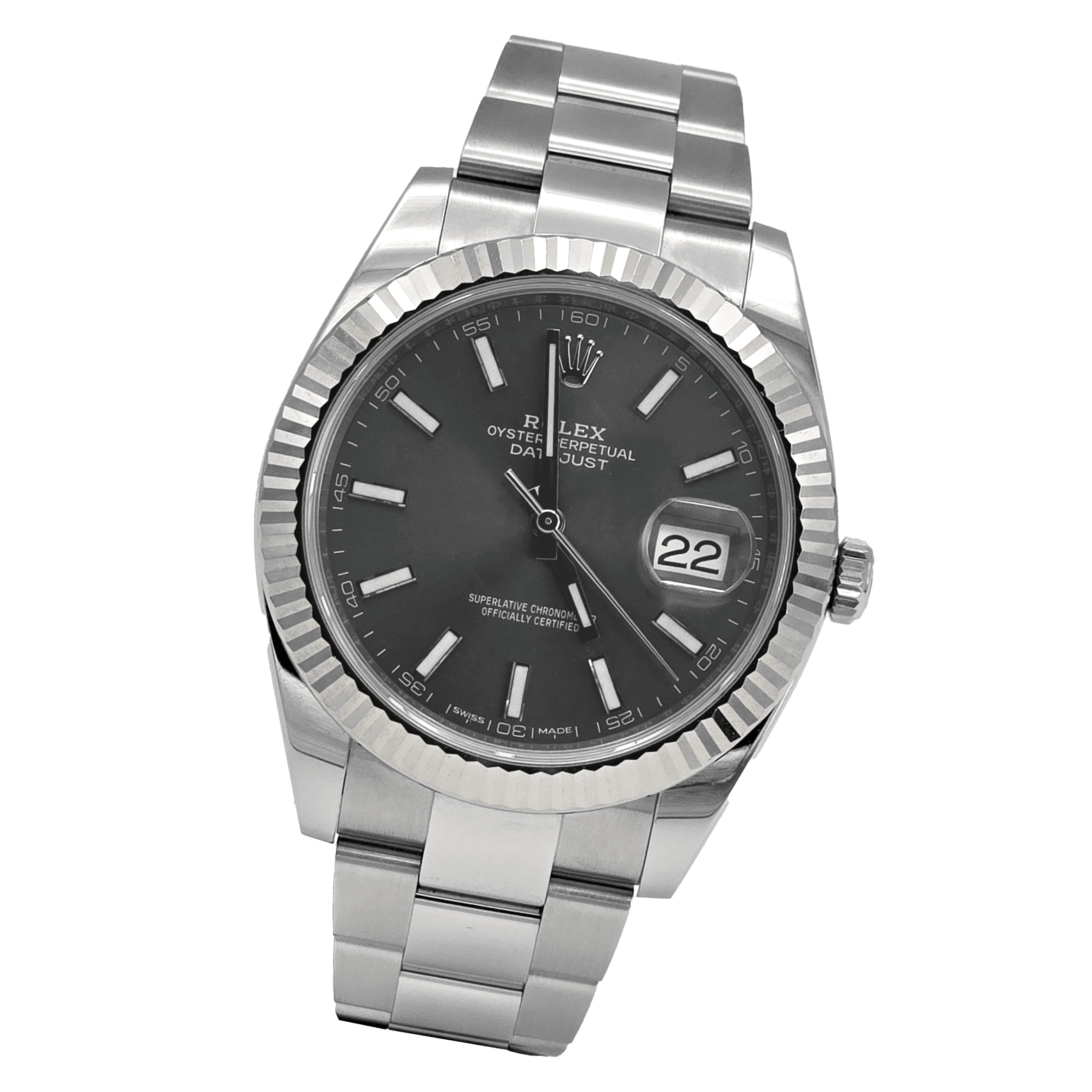 Rolex Datejust 41 Ref. 126334 with sunburst Rodium dial and white gold fluted bezel – 1