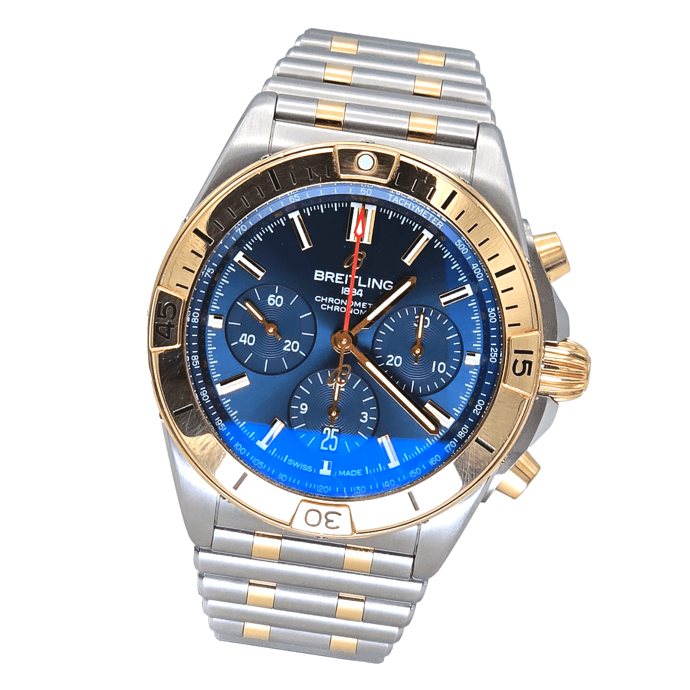 Breitling Chronomat B01 42 Ref. UB134101C1U1 op Steel/Rose Gold Sunray Blue Dial – 1