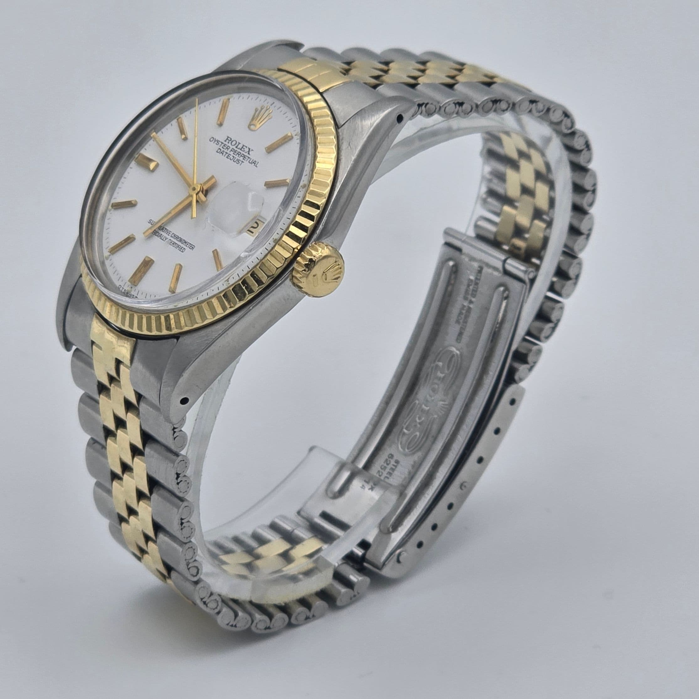 Rolex Datejust steel/gold Ref. 1601 with white "sigma" dial and 18k gold fluted bezel – 5