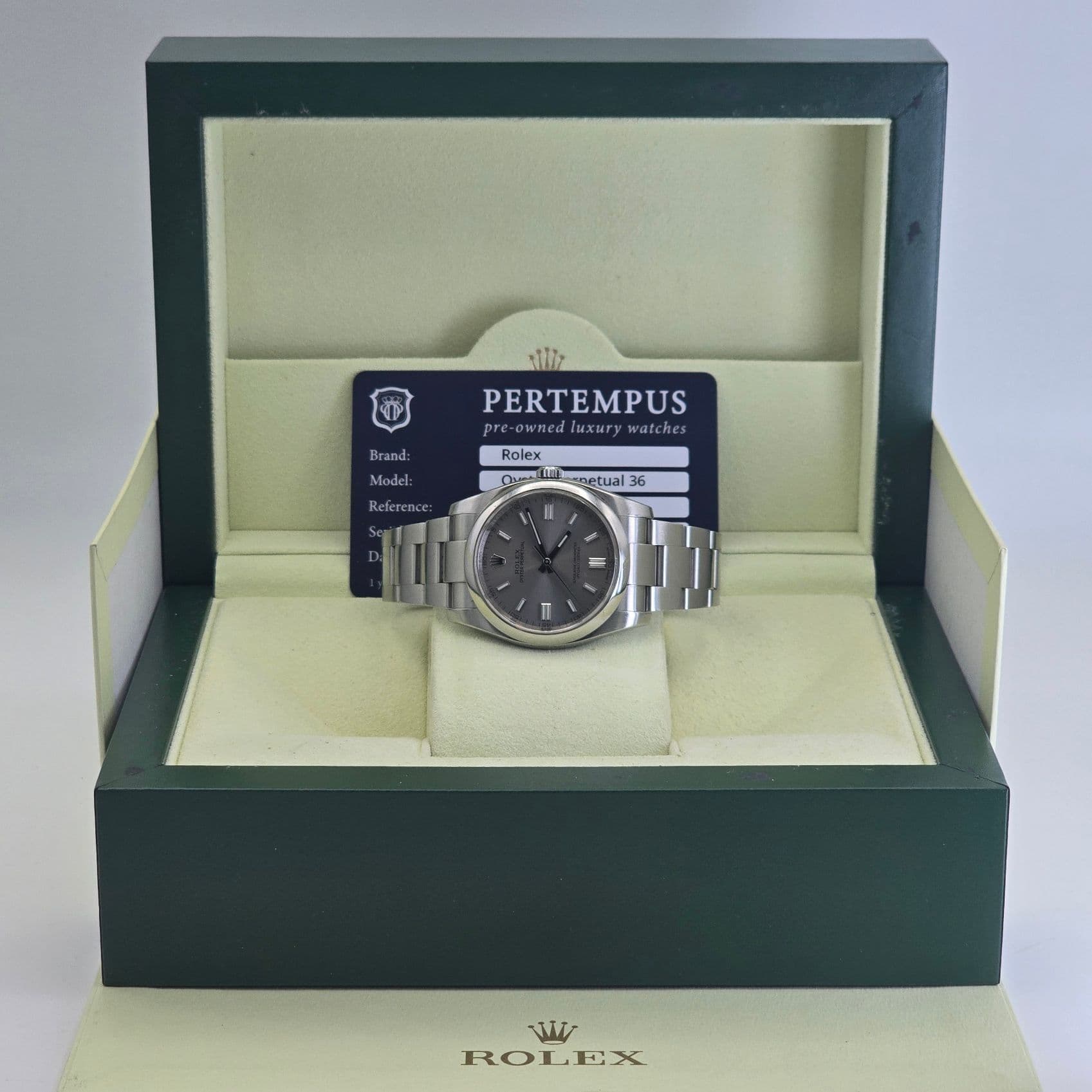 Rolex Oyster Perpetual 36 Ref. 116000 with sunburst grey dial and smooth bezel – 2
