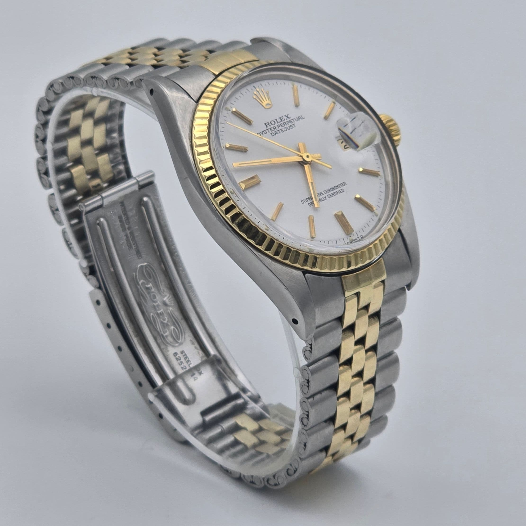 Rolex Datejust steel/gold Ref. 1601 with white "sigma" dial and 18k gold fluted bezel – 4